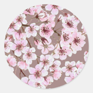 Cherry blossom pattern classic round sticker