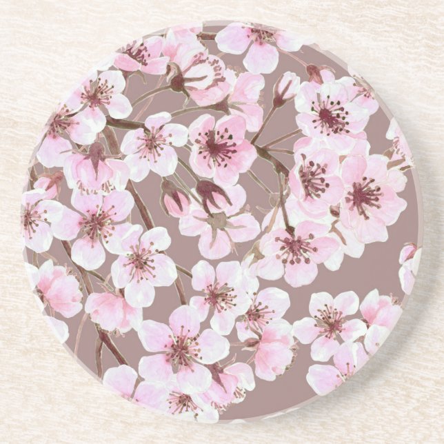 Cherry blossom pattern drink coaster (Front)