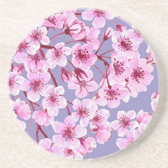 Cherry blossom pattern drink coaster (Front)