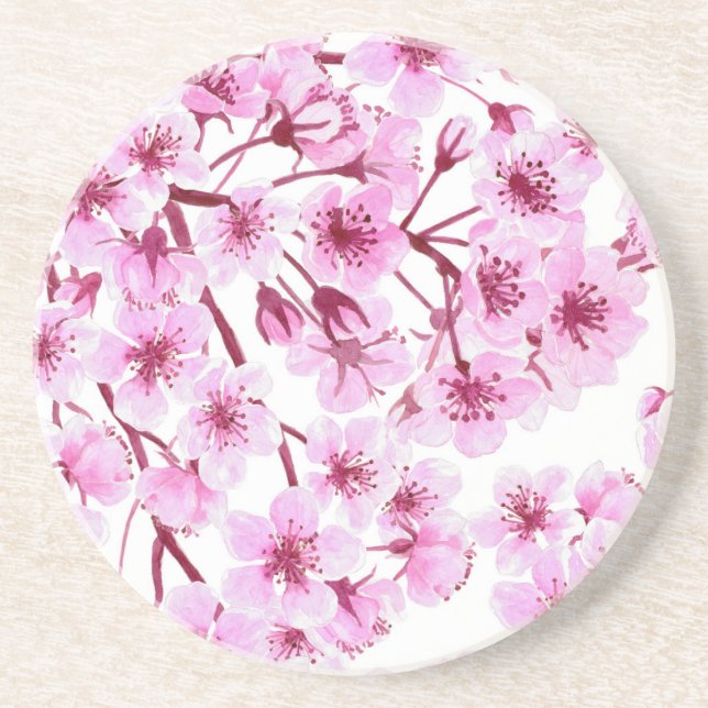 Cherry blossom pattern drink coaster (Front)