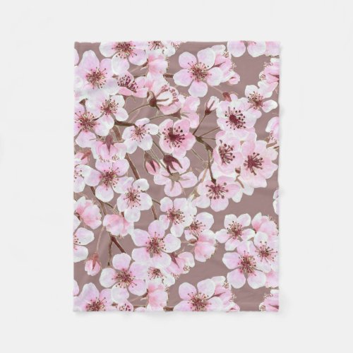 Cherry blossom pattern fleece blanket