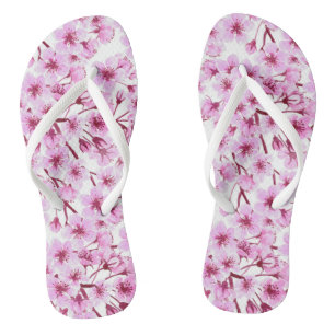 Cherry blossom pattern flip flops