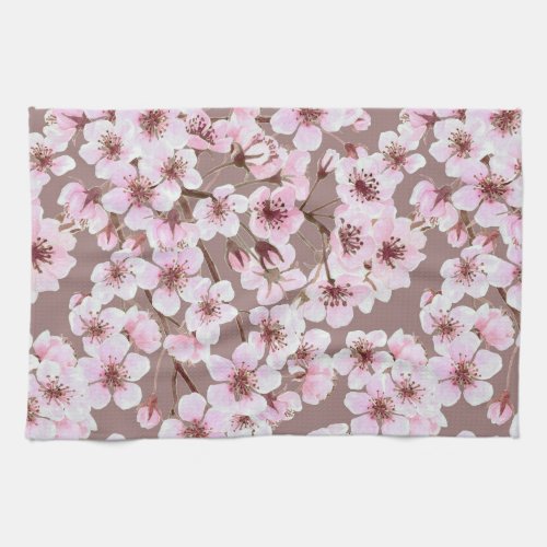 Cherry blossom pattern kitchen towel
