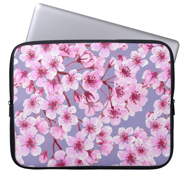 Cherry blossom pattern laptop sleeve (Front)