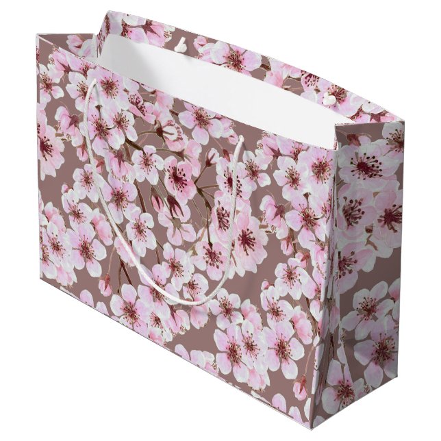 Cherry blossom pattern large gift bag (Back Angled)