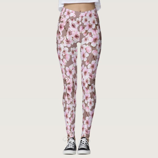 Cherry blossom pattern leggings (Front)