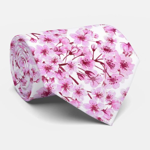 Cherry blossom pattern neck tie