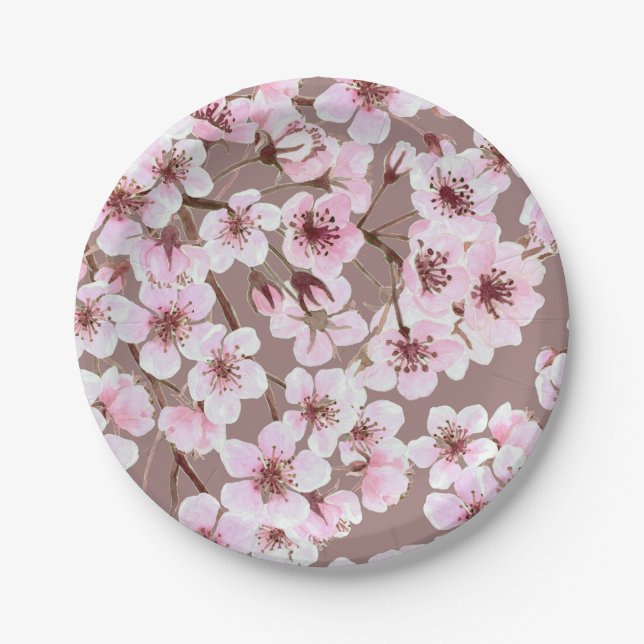 Cherry blossom pattern paper plates (Front)