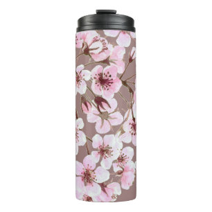 Cherry blossom pattern thermal tumbler