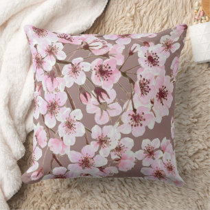 Cherry blossom pattern throw pillow