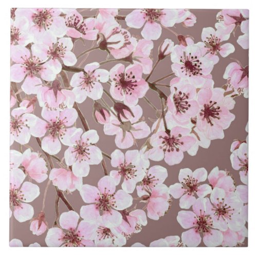 Cherry blossom pattern tile