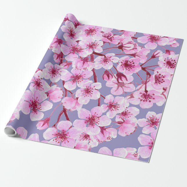 Cherry blossom pattern wrapping paper (Unrolled)