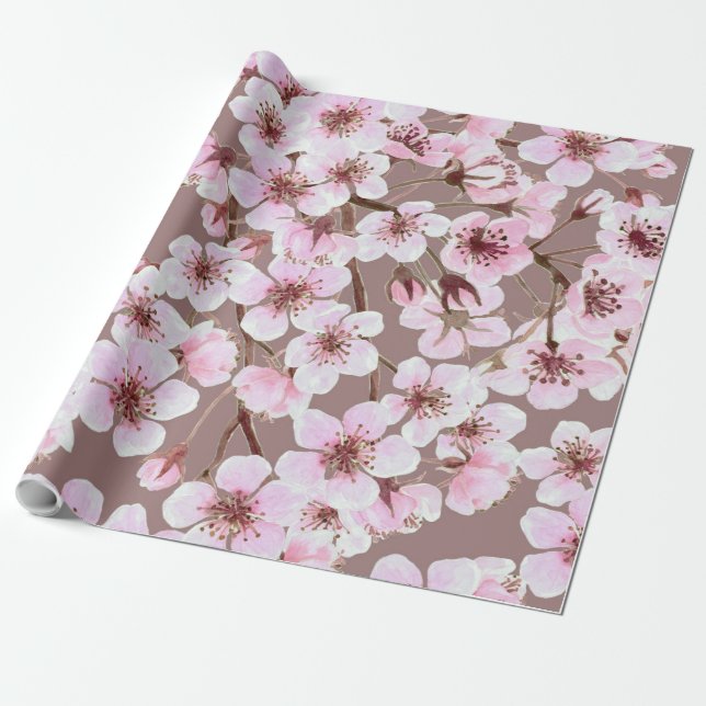 Cherry blossom pattern wrapping paper (Unrolled)