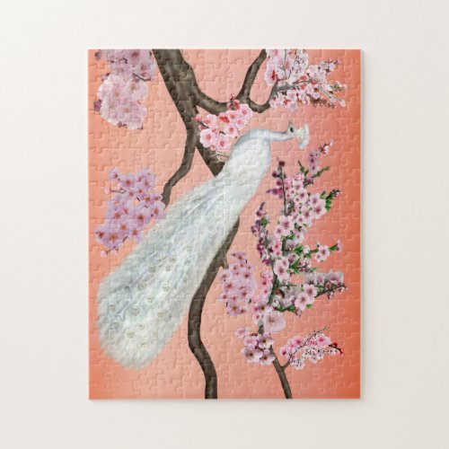 Cherry Blossom Peacock Jigsaw Puzzle