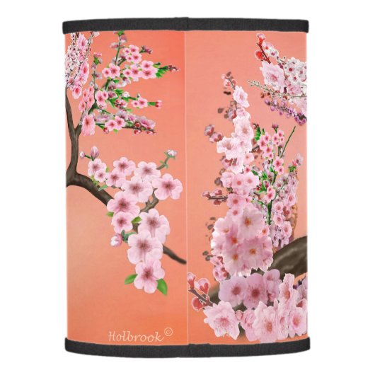 Cherry Blossom Peacock Lamp Shade (Back)