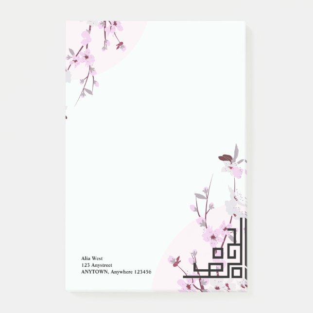 Cherry Blossom Personalized Stationery Post-it Notes (Front)