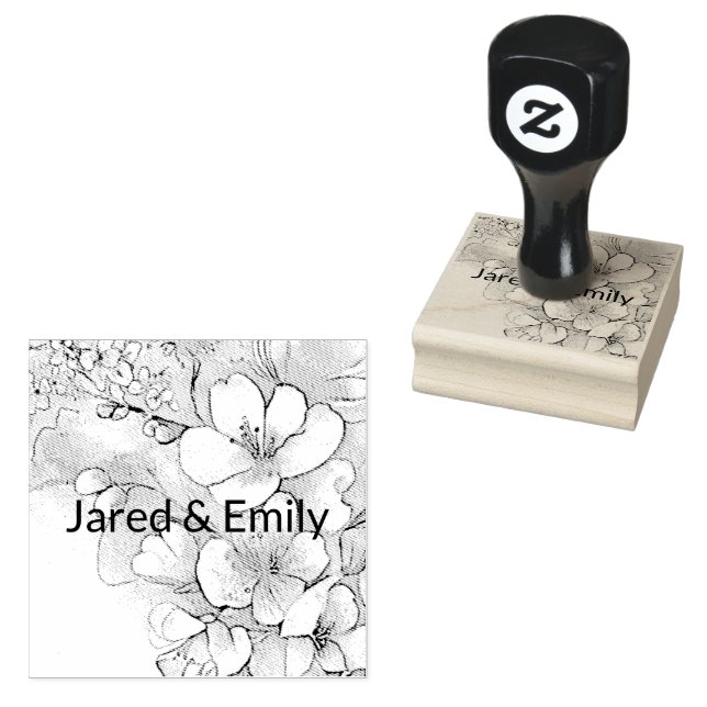 Cherry Blossom Personalized Wood Art Stamp (Stamped)