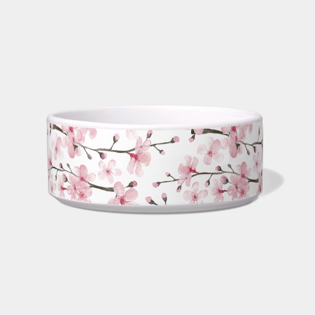 Cherry blossom pet bowl in China with pink blossom (Front)