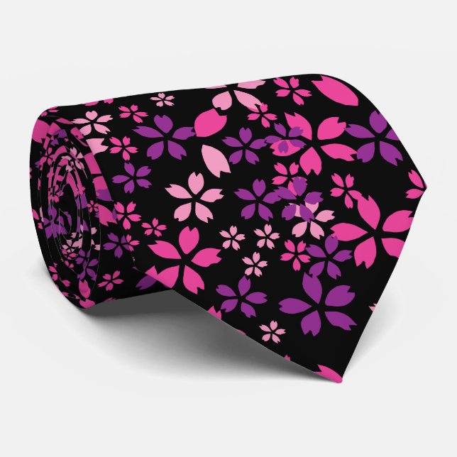 Cherry Blossom Petals  Neck Tie (Rolled)