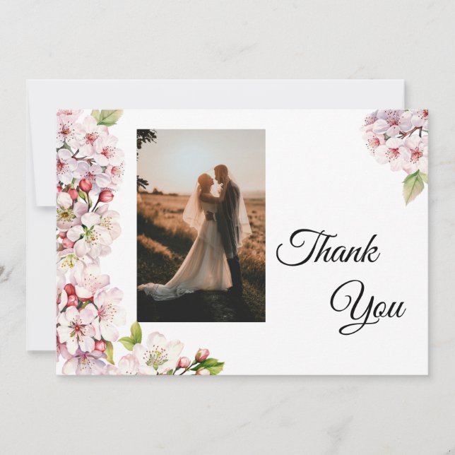 Cherry Blossom Photo Thank You Card (Front)