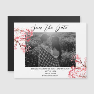 Cherry Blossom Photo Wedding Spring Script Magnet
