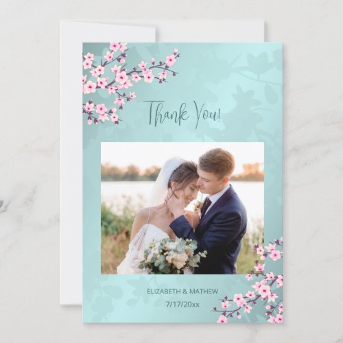 Cherry Blossom Photo Wedding Thank You