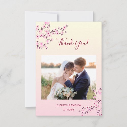 Cherry Blossom Photo Wedding Thank You