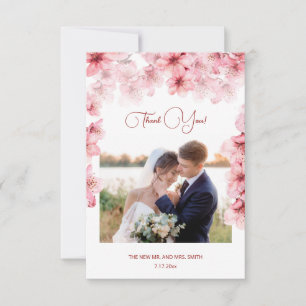 Cherry Blossom Photo Wedding Thank You Card