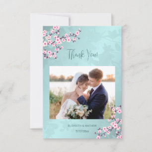 Cherry Blossom Photo Wedding Thank You Invitation