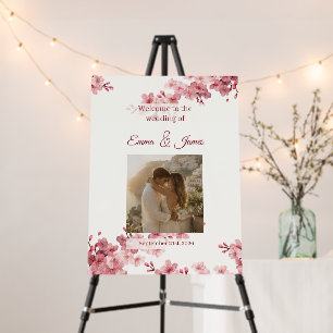 Cherry blossom Photo Wedding Welcome Banner Sign