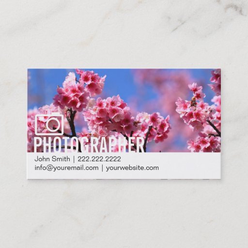 Customizable Cherry Blossom Photography Business Cards