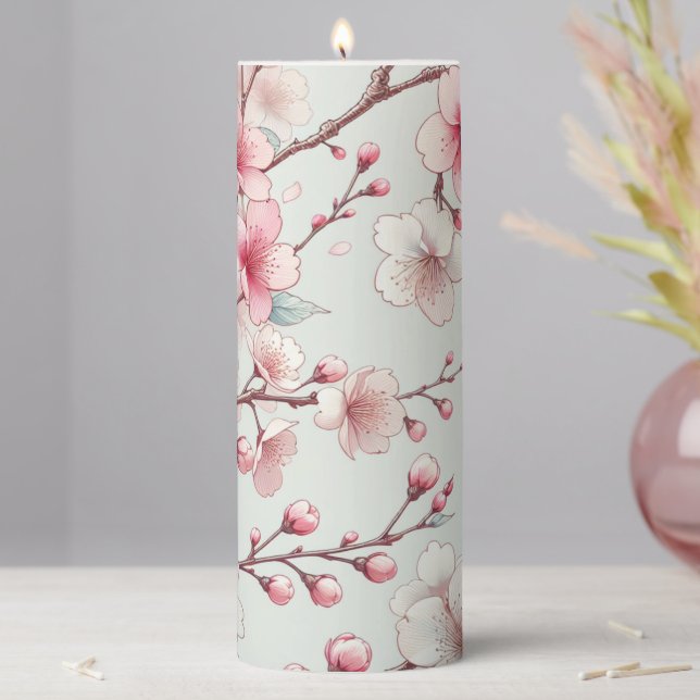 Cherry Blossom Pillar Candle (In Situ)