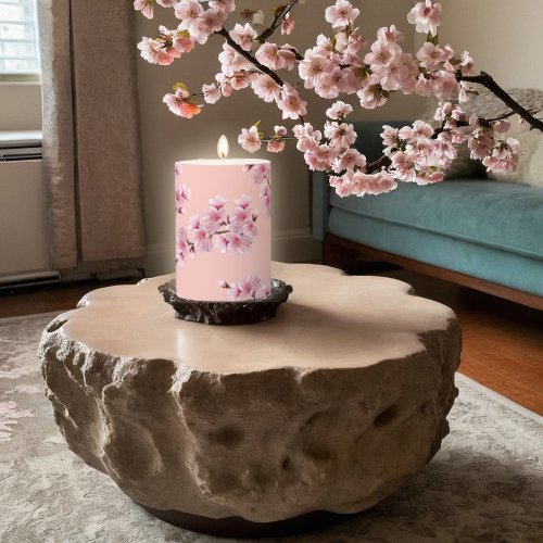 Cherry blossom pillar candle