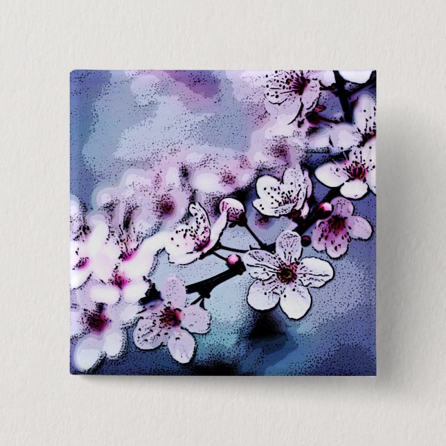 Cherry Blossom Pinback Button (Front)