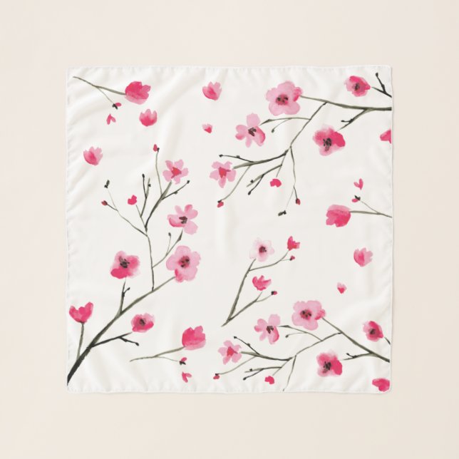 Cherry Blossom Pink and Red Wedding Scarf (Front)