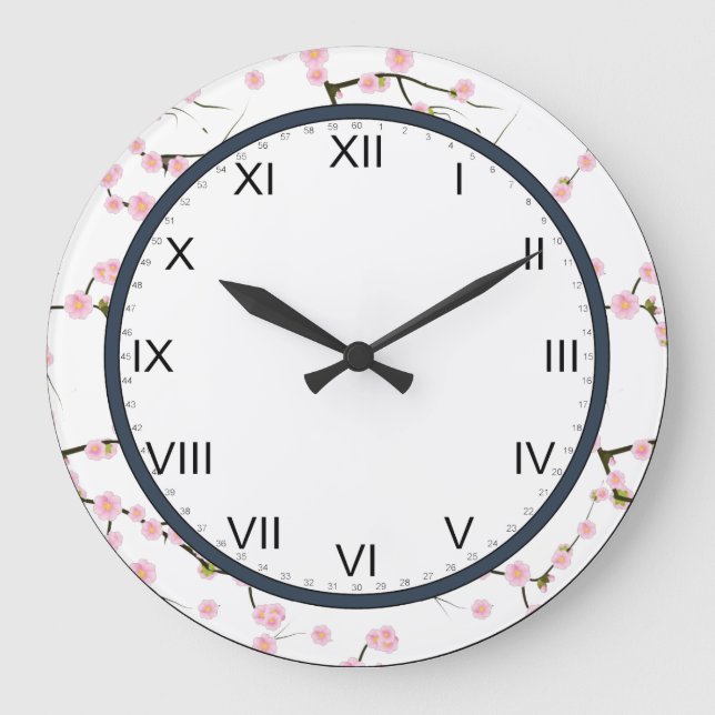 cherry blossom  pink and white clock (Front)