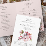 Cherry Blossom Pink and White Wedding Program<br><div class="desc">Cherry Blossom wedding program with order of ceremony, order of events timeline, wedding party and thank you note. Folded card with a beautiful soft pink and white color palette, adorned with delicate watercolor cherry blossom branches, giving a graceful and botanical feel to your celebration. The design sets the tone for...</div>