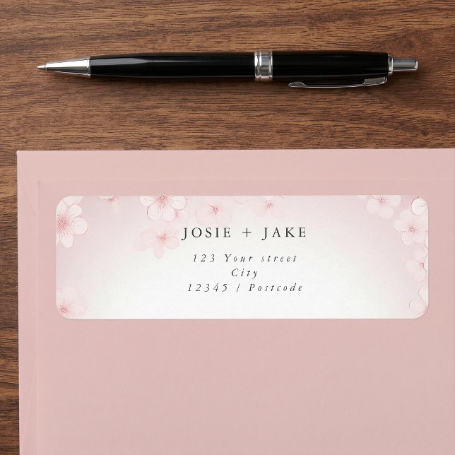 Cherry blossom pink background return address label (Cherry blossom pink background return address label)