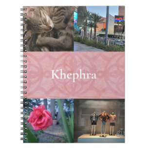 Cherry Blossom Pink Batik Collage and Name  Notebook