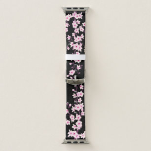Cherry Blossom Pink Black Apple Watch Band