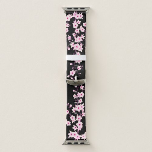 Cherry Blossom Pink Black Apple Watch Band