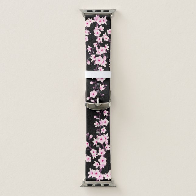 Cherry Blossom Pink Black Apple Watch Band (Band)