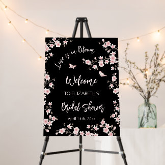 Cherry Blossom Pink Black Bridal Shower Foam Board