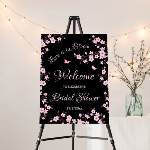 Cherry Blossom Pink Black Bridal Shower Foam Board