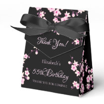Cherry Blossom Pink Black Custom Birthday  Favor Boxes