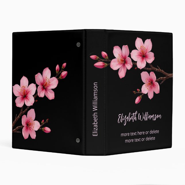 Cherry Blossom Pink Black Mini Binder (Background)