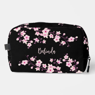 Cherry Blossom Pink Black Monogram Dopp Kit