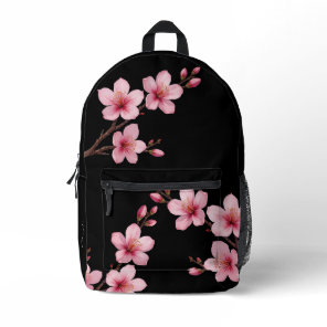 Cherry Blossom Pink Black Monogram Printed Backpack