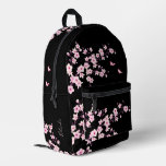 Cherry Blossom Pink Black Monogram Printed Backpack