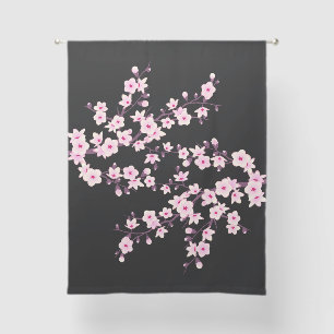 Cherry Blossom Pink Black Sheer Curtains